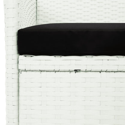 vidaXL 5-tlg. Garten-Essgarnitur mit Kissen Weiß Poly Rattan