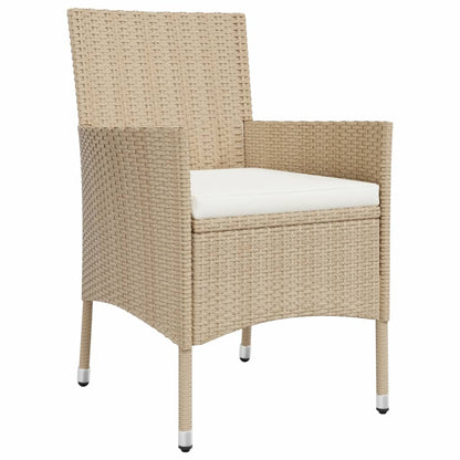 vidaXL 5-tlg. Garten-Essgruppe mit Kissen Beige Poly Rattan
