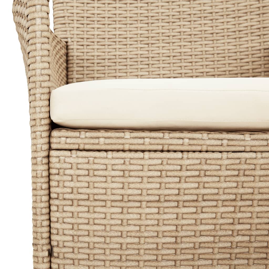 vidaXL 5-tlg. Garten-Essgruppe mit Kissen Beige Poly Rattan