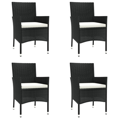 vidaXL 5-tlg. Garten-Essgruppe mit Kissen Schwarz Poly Rattan
