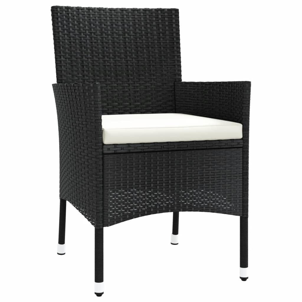 vidaXL 5-tlg. Garten-Essgruppe mit Kissen Schwarz Poly Rattan