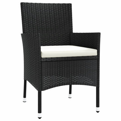 vidaXL 5-tlg. Garten-Essgruppe mit Kissen Schwarz Poly Rattan