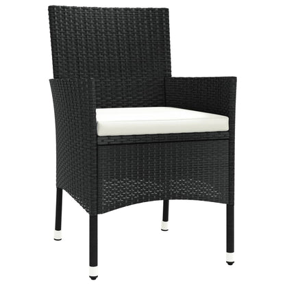 vidaXL 7-tlg. Garten-Essgruppe mit Kissen Schwarz Poly Rattan