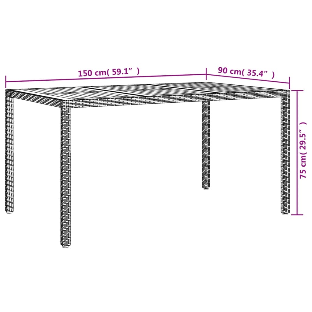 vidaXL 7-tlg. Garten-Essgruppe mit Kissen Schwarz Poly Rattan