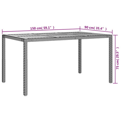 vidaXL 7-tlg. Garten-Essgruppe mit Kissen Schwarz Poly Rattan