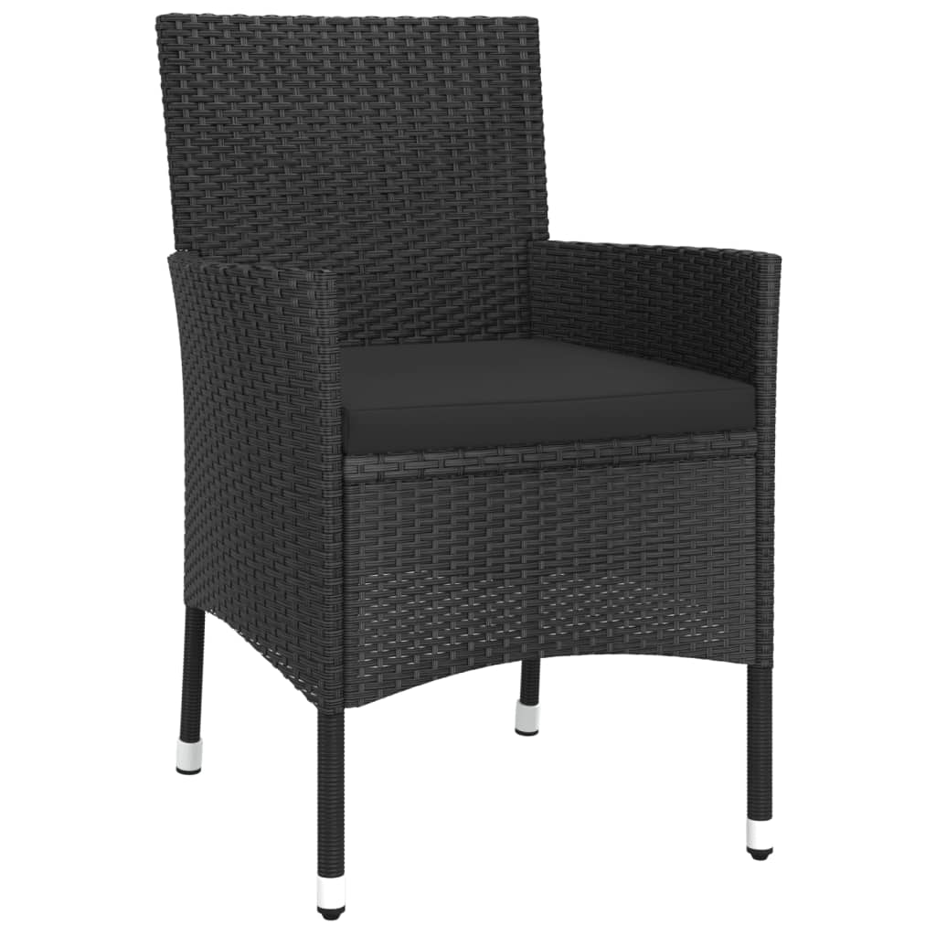 vidaXL 5-tlg. Garten-Essgruppe mit Kissen Schwarz Poly Rattan