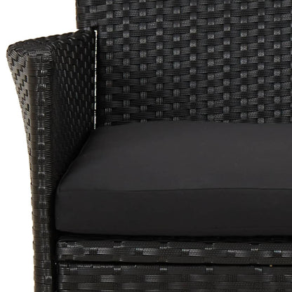 vidaXL 5-tlg. Garten-Essgruppe mit Kissen Schwarz Poly Rattan