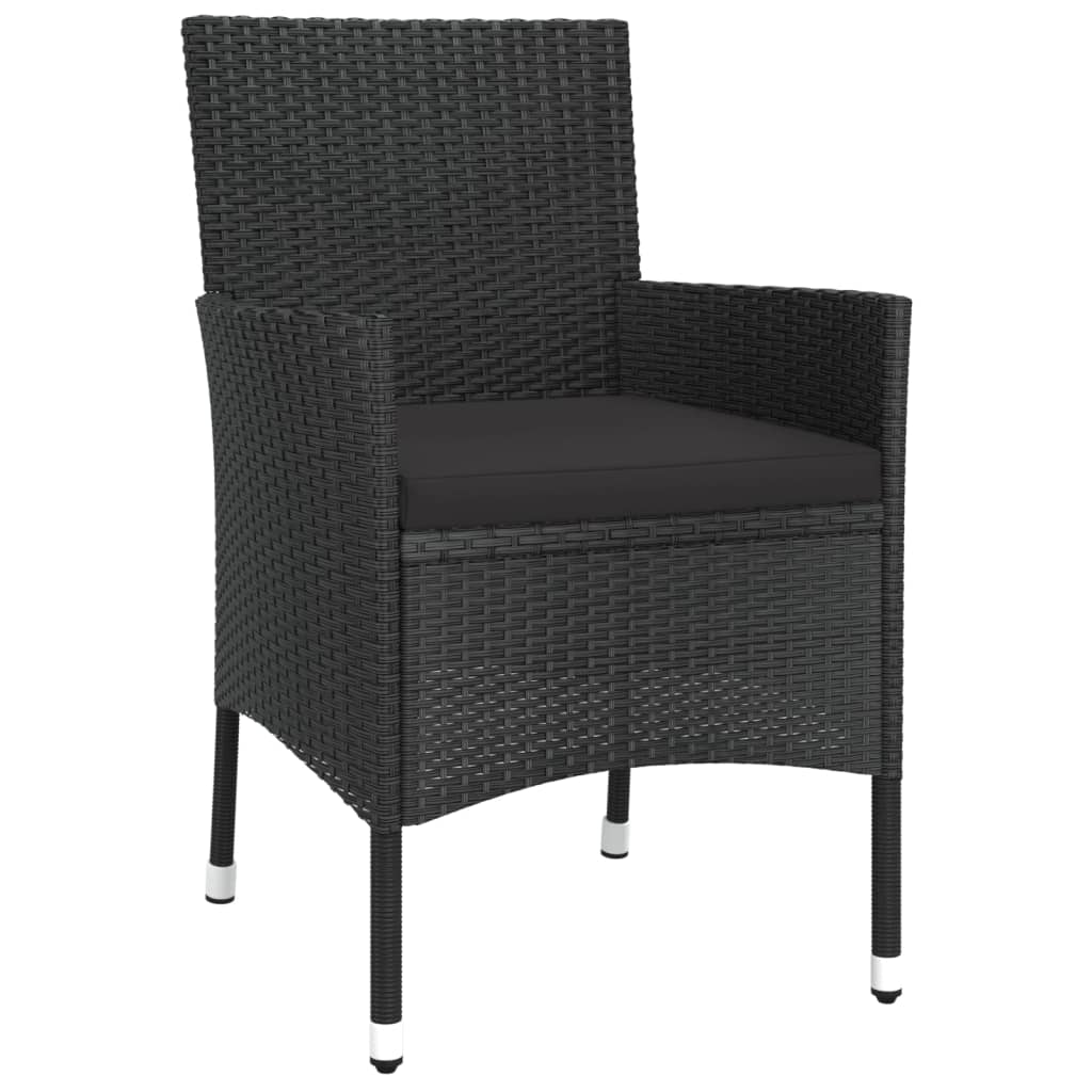 vidaXL 5-tlg. Garten-Essgruppe mit Kissen Schwarz Poly Rattan