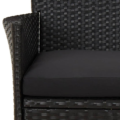 vidaXL 5-tlg. Garten-Essgruppe mit Kissen Schwarz Poly Rattan