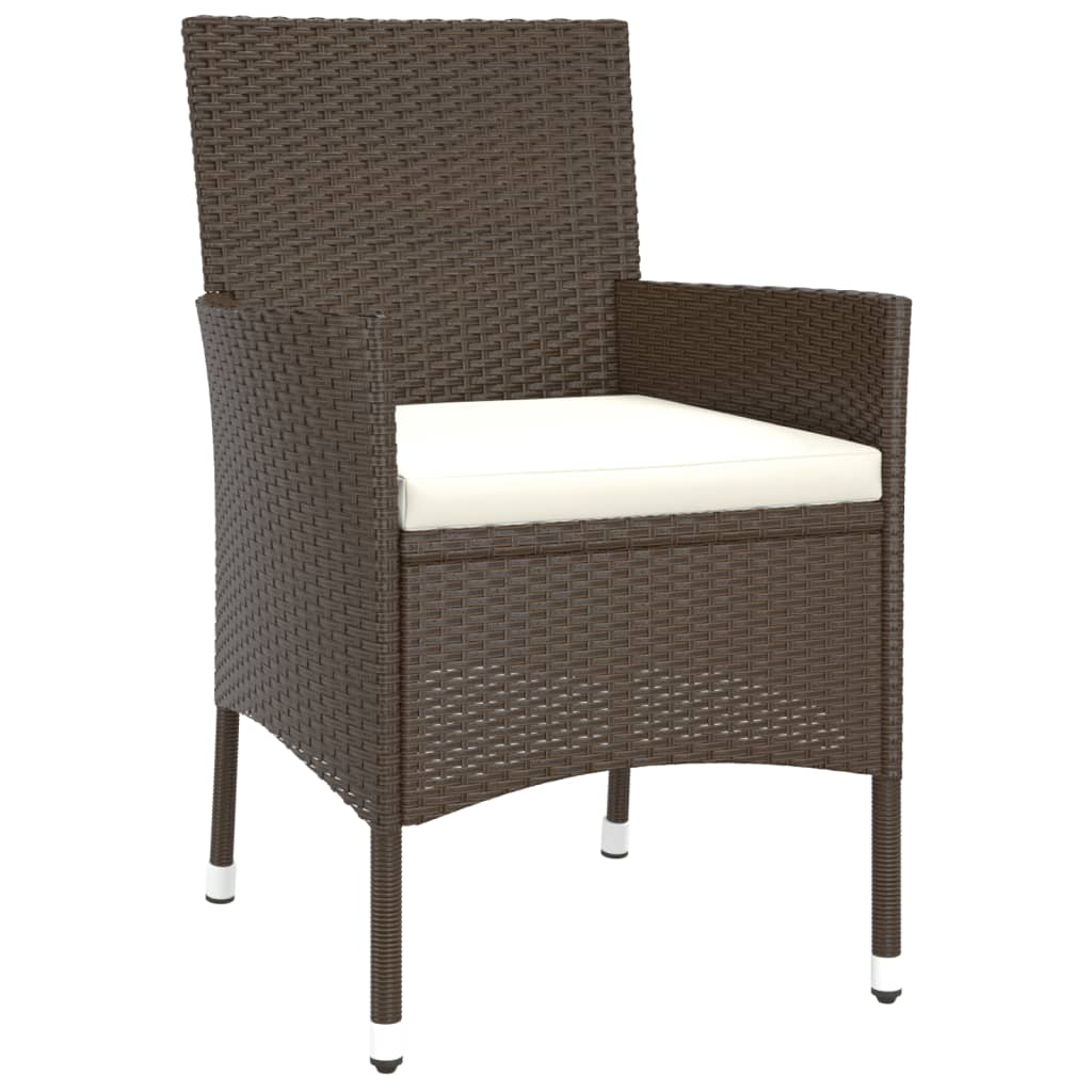 vidaXL 5-tlg. Garten-Bistro-Set mit Kissen Braun Poly Rattan