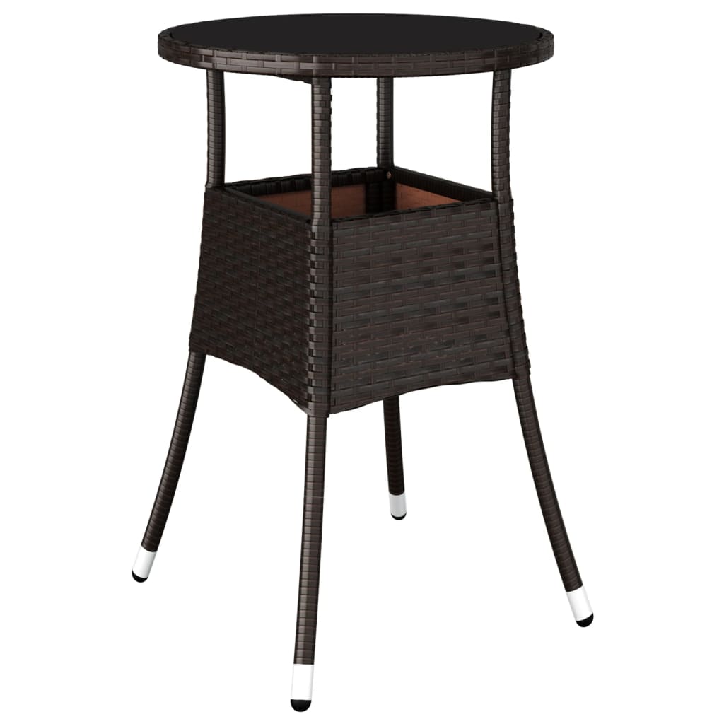 vidaXL 5-tlg. Garten-Bistro-Set mit Kissen Braun Poly Rattan