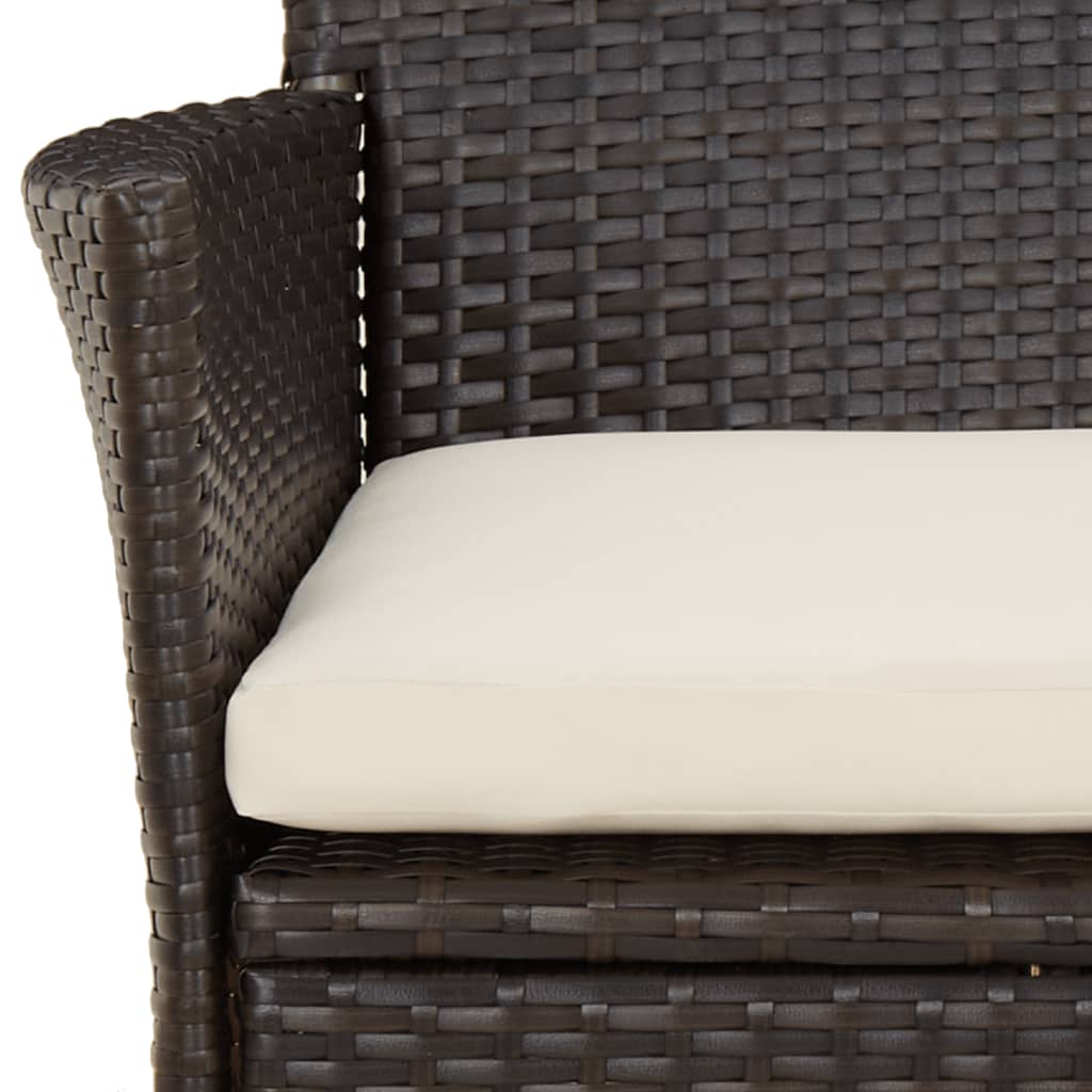 vidaXL 5-tlg. Garten-Bistro-Set mit Kissen Braun Poly Rattan