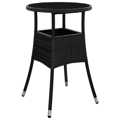vidaXL 5-tlg. Garten-Bistro-Set mit Kissen Schwarz Poly Rattan