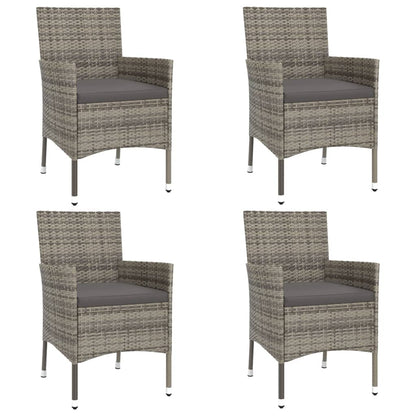 vidaXL 5-tlg. Garten-Bistro-Set mit Kissen Grau Poly Rattan