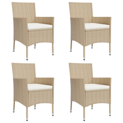 vidaXL 5-tlg. Garten-Bistro-Set mit Kissen Beige Poly Rattan