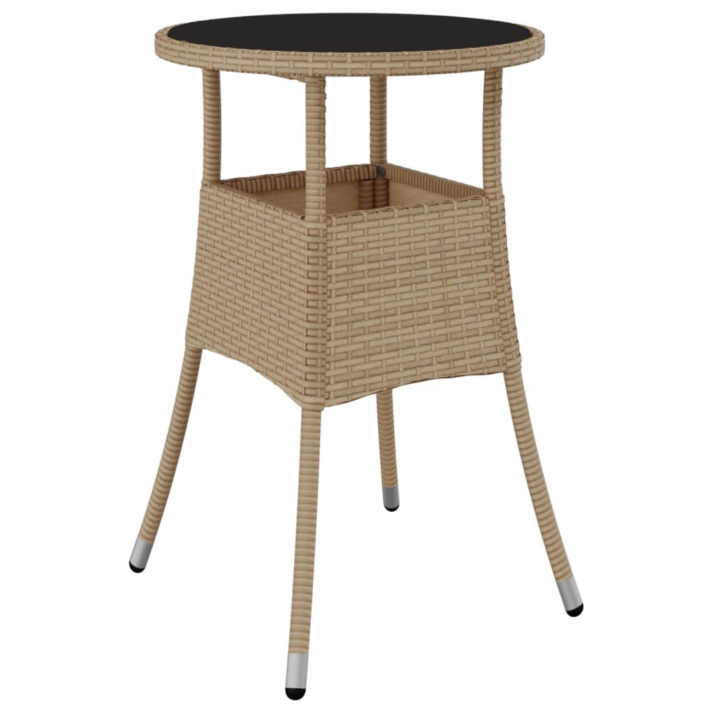 vidaXL 5-tlg. Garten-Bistro-Set mit Kissen Beige Poly Rattan