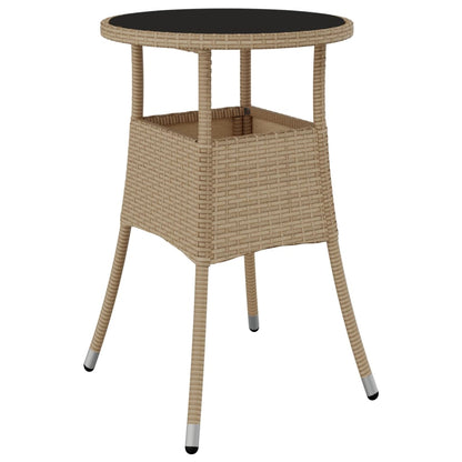 vidaXL 5-tlg. Garten-Bistro-Set mit Kissen Beige Poly Rattan