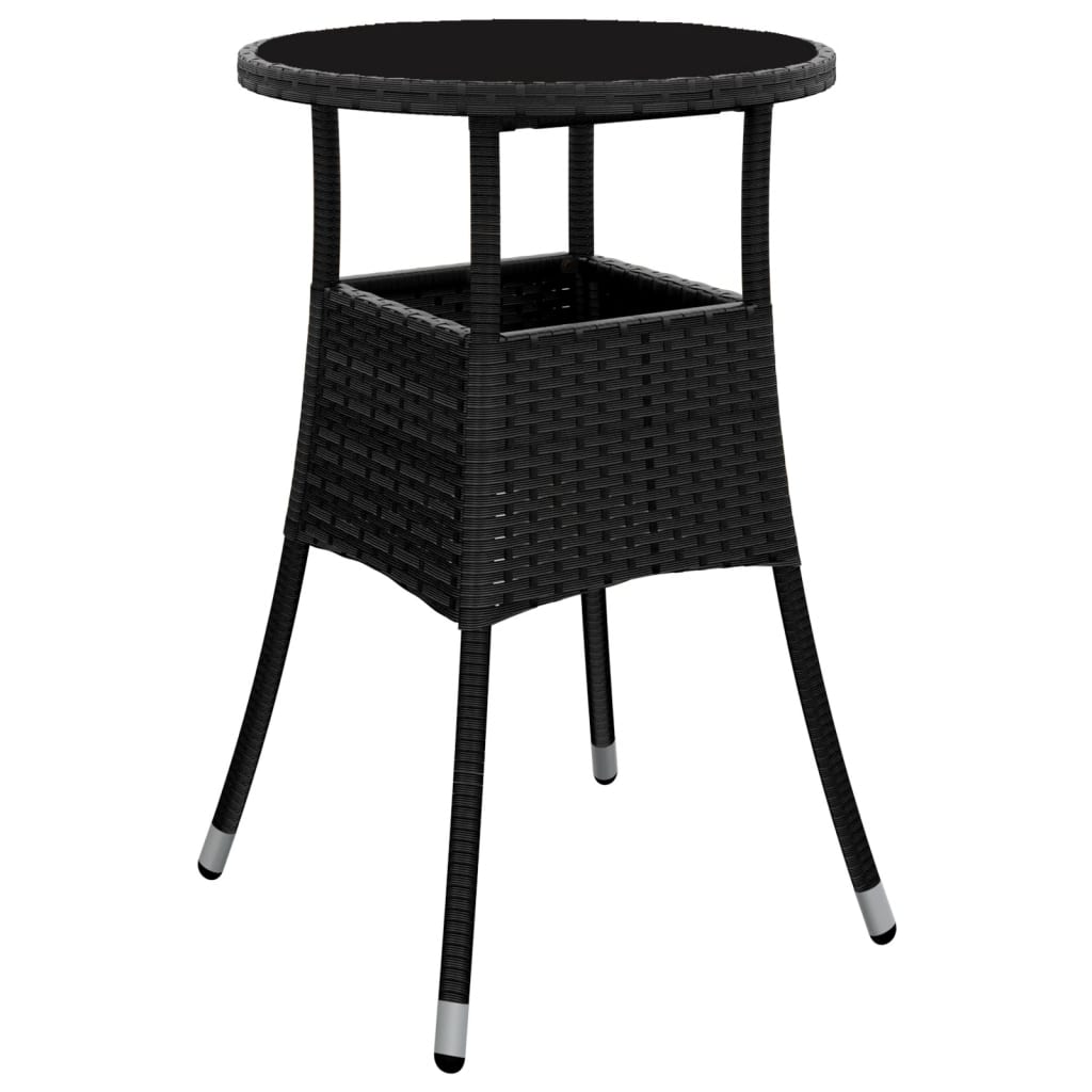 vidaXL 5-tlg. Garten-Bistro-Set mit Kissen Schwarz Poly Rattan