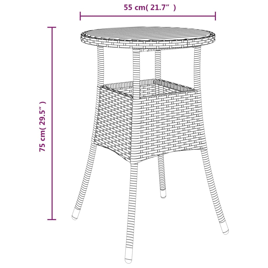 vidaXL 5-tlg. Garten-Bistro-Set mit Kissen Schwarz Poly Rattan