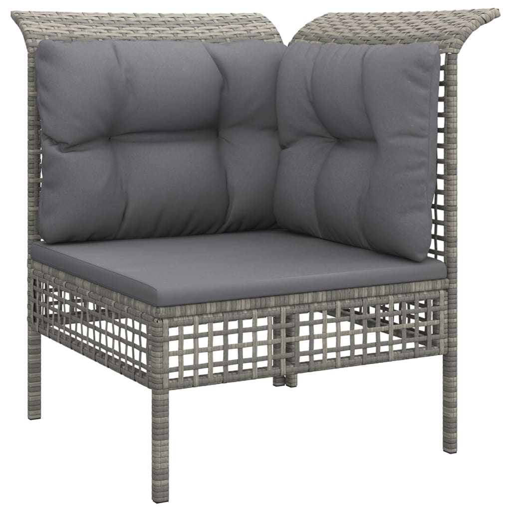 vidaXL Salon de jardin 4 pcs avec coussins Gris Résine tressée