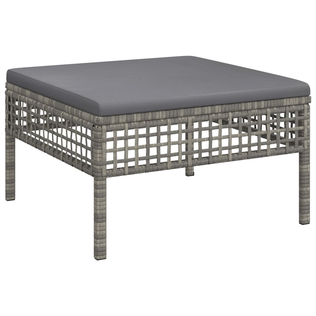 vidaXL Salon de jardin 4 pcs avec coussins Gris Résine tressée