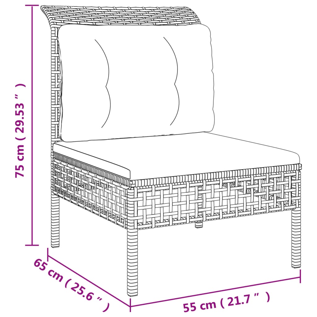 vidaXL Salon de jardin 4 pcs avec coussins Gris Résine tressée
