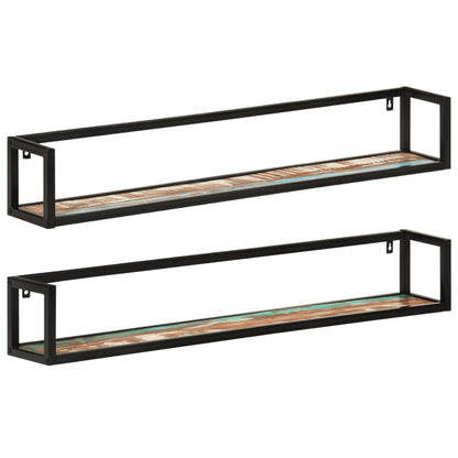 vidaXL Wandregale 2 Stk. 110x17x17 cm Altholz Massiv und Eisen