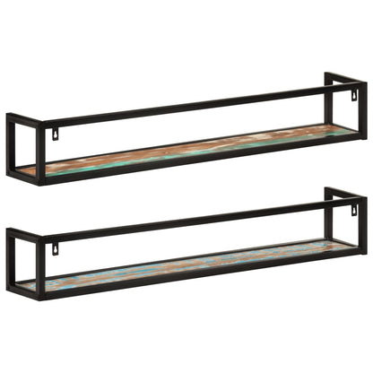 vidaXL Wandregale 2 Stk. 110x17x17 cm Altholz Massiv und Eisen