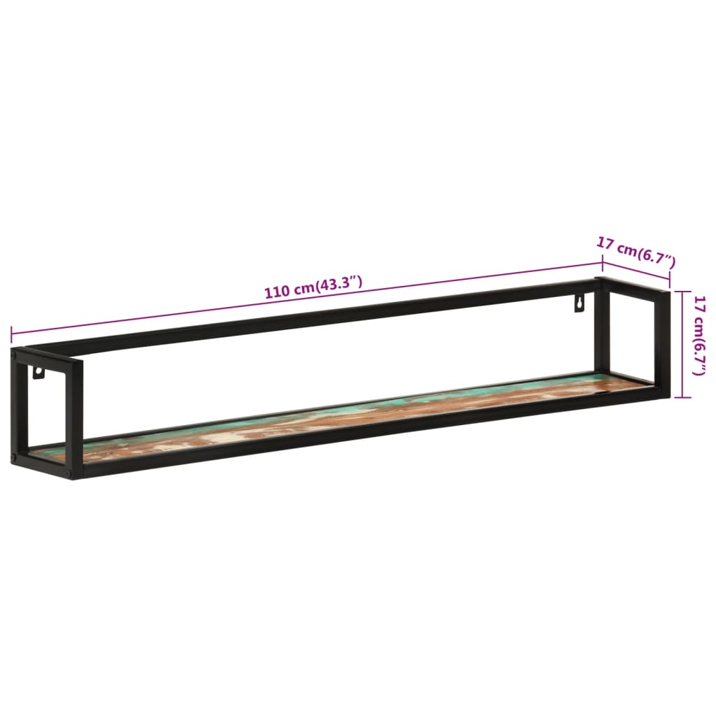 vidaXL Wandregale 2 Stk. 110x17x17 cm Altholz Massiv und Eisen