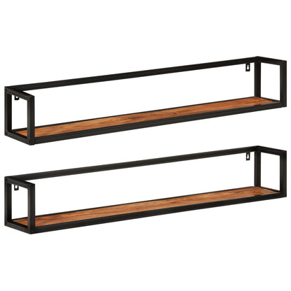 vidaXL Wandregale 2 Stk. 110x17x17 cm Massivholz Akazie und Eisen