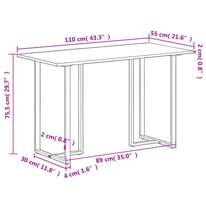 vidaXL Esstisch 110x55x75,5 cm Massivholz Mango