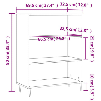 vidaXL Bücherregal Betongrau 69,5x32,5x90 cm Holzwerkstoff