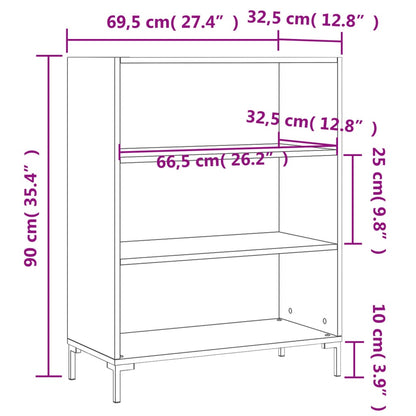 vidaXL Bücherregal Grau Sonoma 69,5x32,5x90 cm Holzwerkstoff