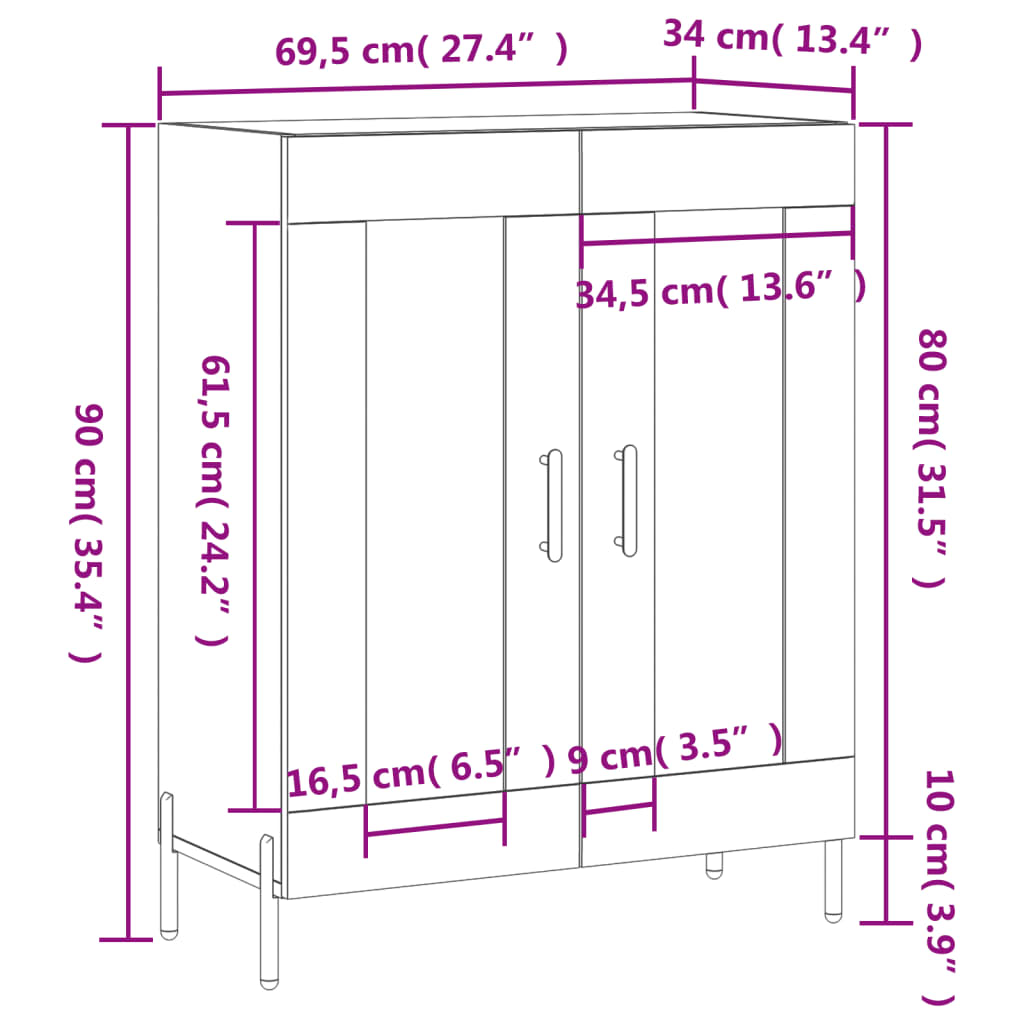 vidaXL Buffet chêne fumé 69,5x34x90 cm Bois d'ingénierie