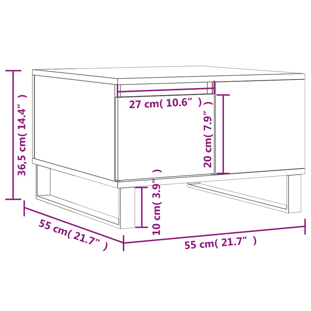 vidaXL Couchtisch Weiß 55x55x36,5 cm Holzwerkstoff