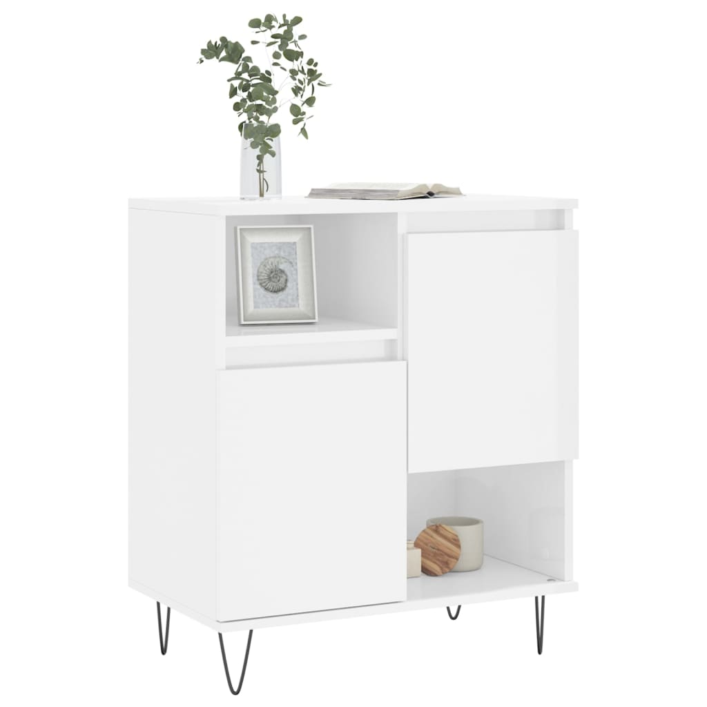 vidaXL Buffet haut brillant blanc 60x35x70 cm Bois d'ingénierie