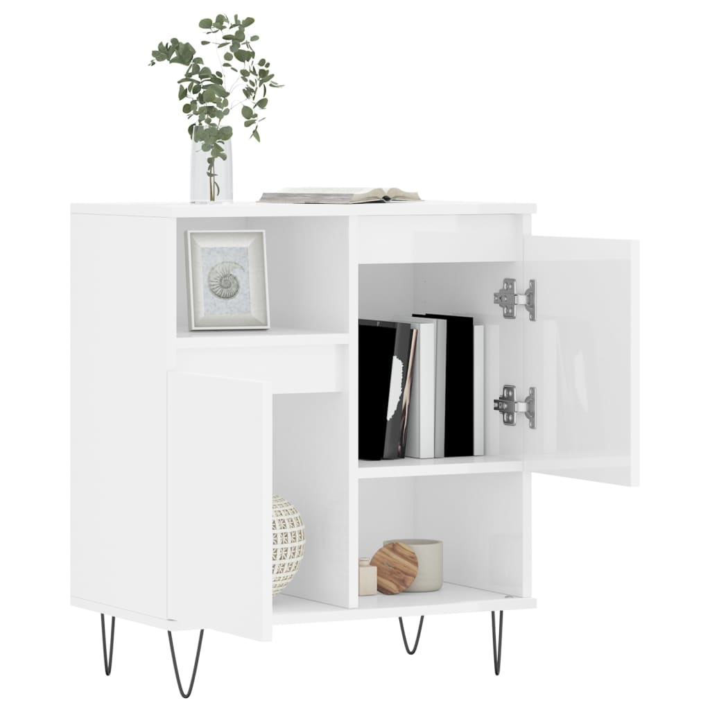 vidaXL Buffet haut brillant blanc 60x35x70 cm Bois d'ingénierie