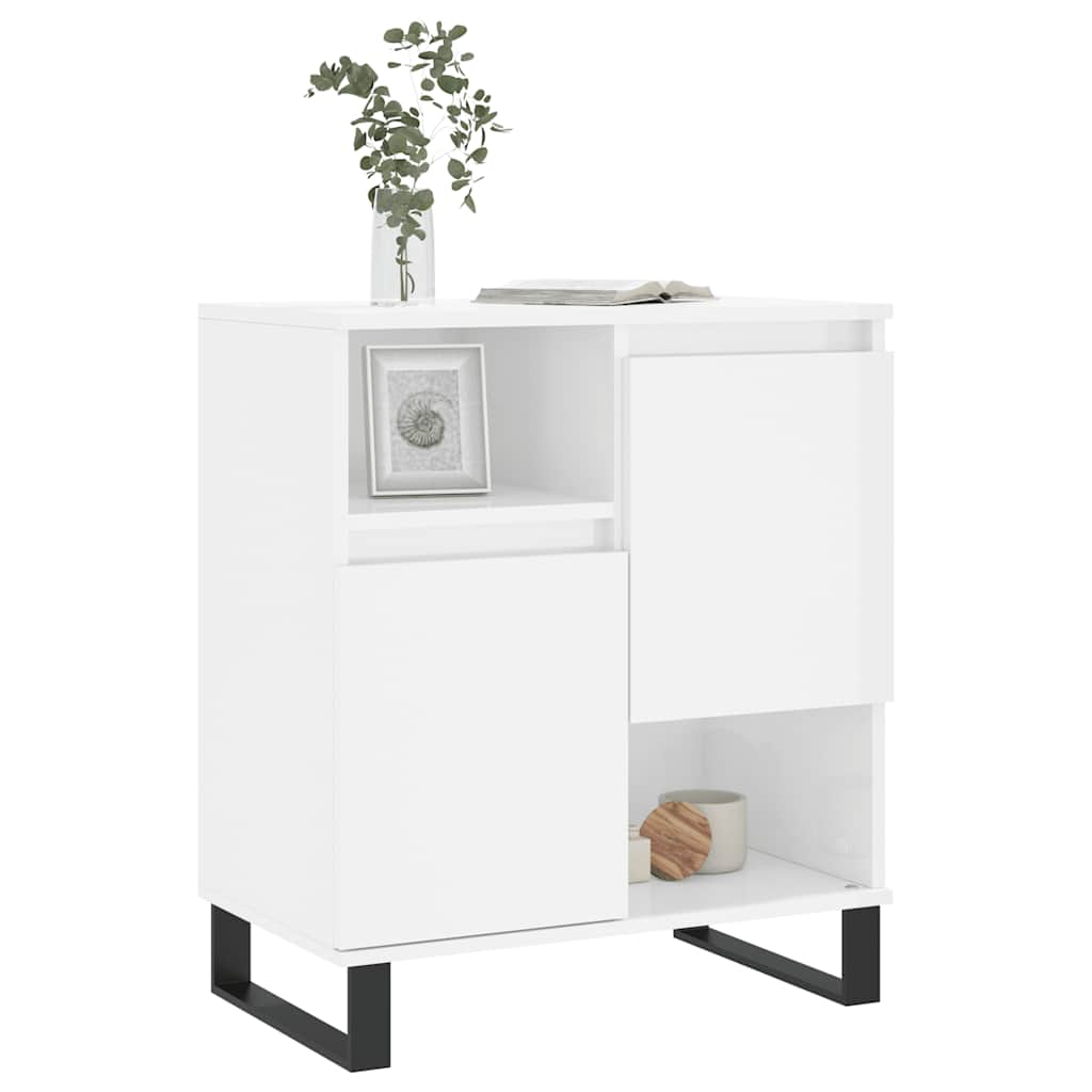 vidaXL Buffet haut brillant blanc 60x35x70 cm Bois d'ingénierie