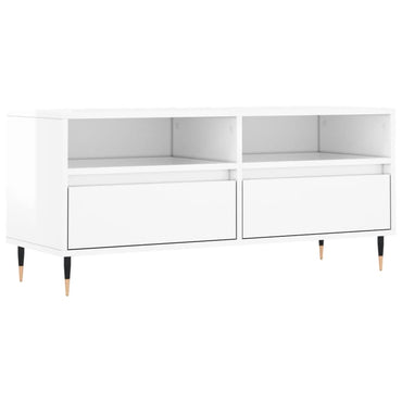 Meuble TV vidaXL blanc brillant 100x34,5x44,5 cm bois d'ingénierie