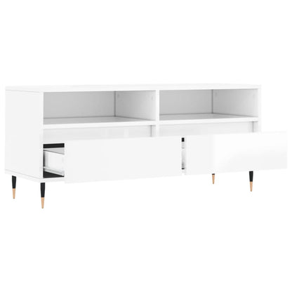 vidaXL TV-Schrank Hochglanz-Weiß 100x34,5x44,5 cm Holzwerkstoff