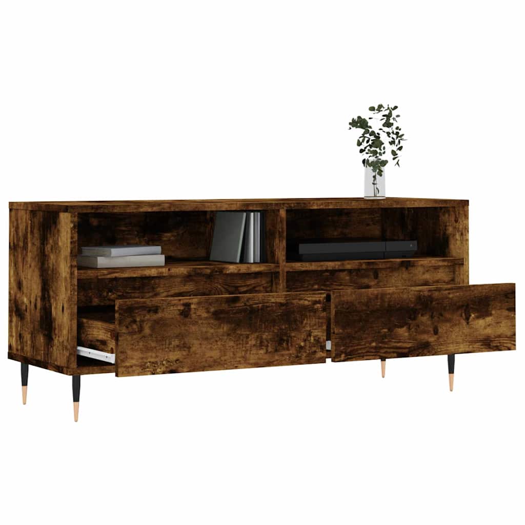 Meuble TV vidaXL chêne fumé 100x34,5x44,5 cm bois d'ingénierie