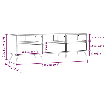 vidaXL TV-Schrank Schwarz 150x30x44,5 cm Holzwerkstoff