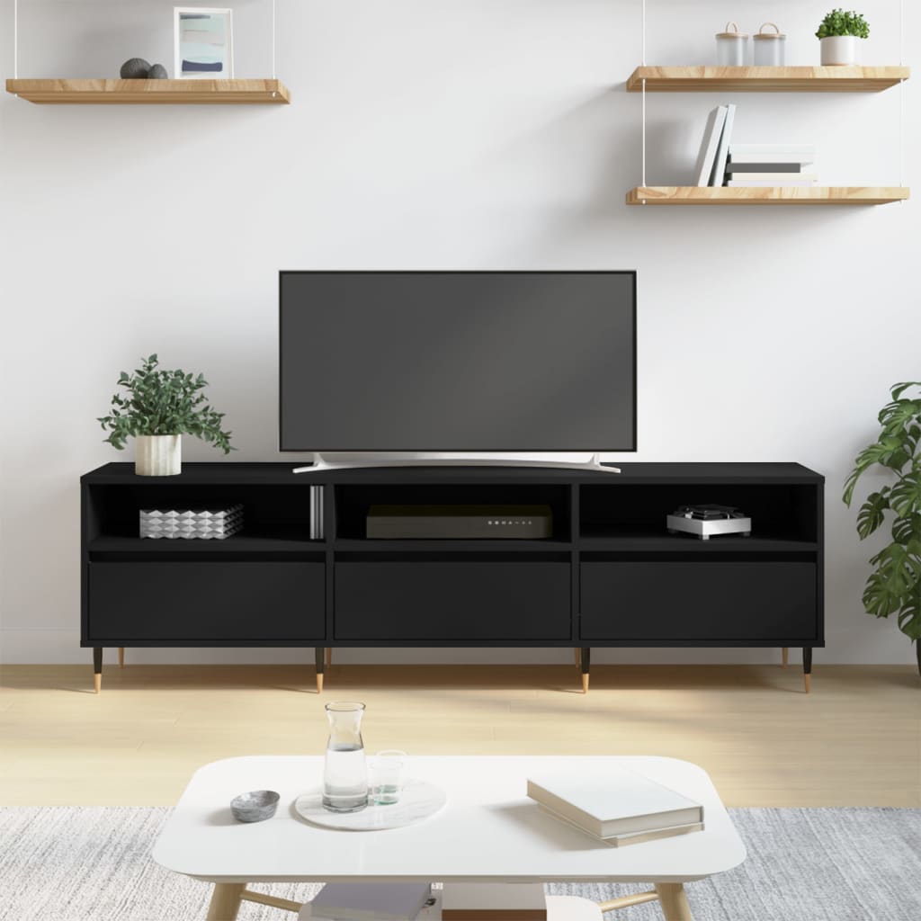 vidaXL TV-Schrank Schwarz 150x30x44,5 cm Holzwerkstoff