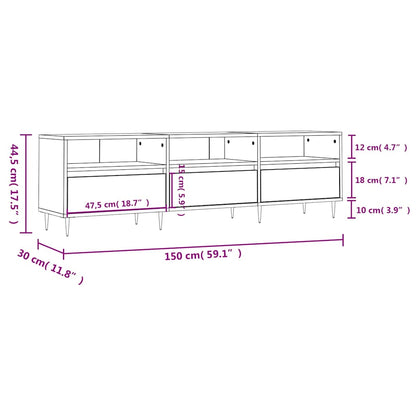 vidaXL TV-Schrank Hochglanz-Weiß 150x30x44,5 cm Holzwerkstoff