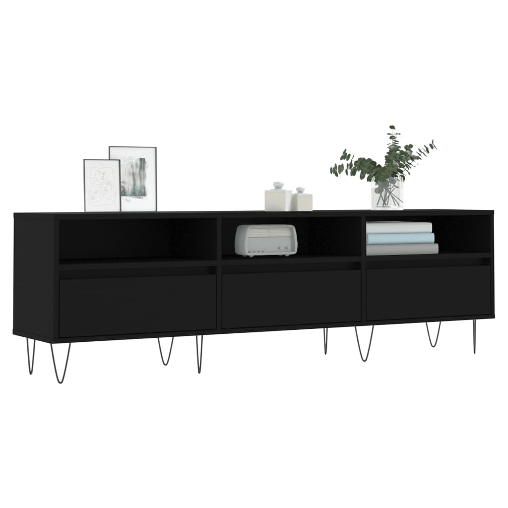 vidaXL Meuble TV Noir 150x30x44,5 cm Bois d'ingénierie