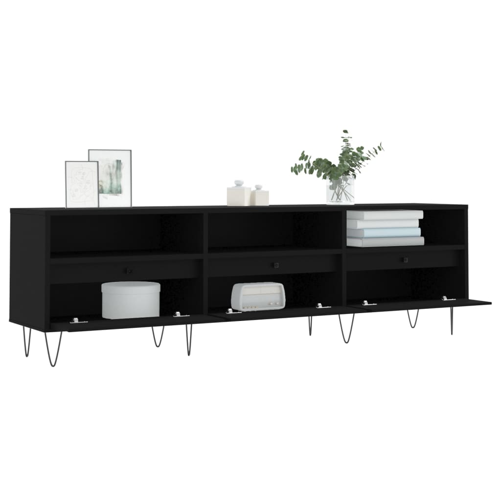 vidaXL Meuble TV Noir 150x30x44,5 cm Bois d'ingénierie