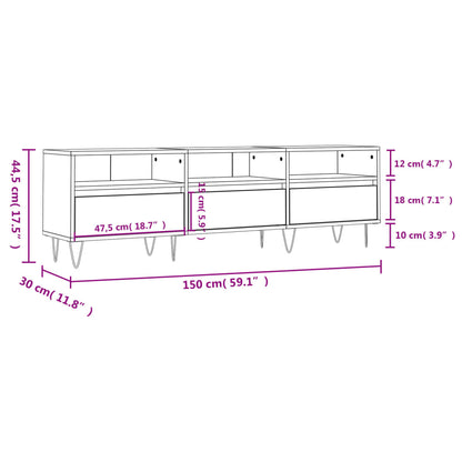vidaXL Meuble TV Noir 150x30x44,5 cm Bois d'ingénierie