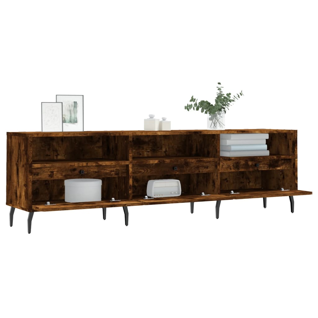 vidaXL Meuble TV chêne fumé 150x30x44,5 cm bois d'ingénierie