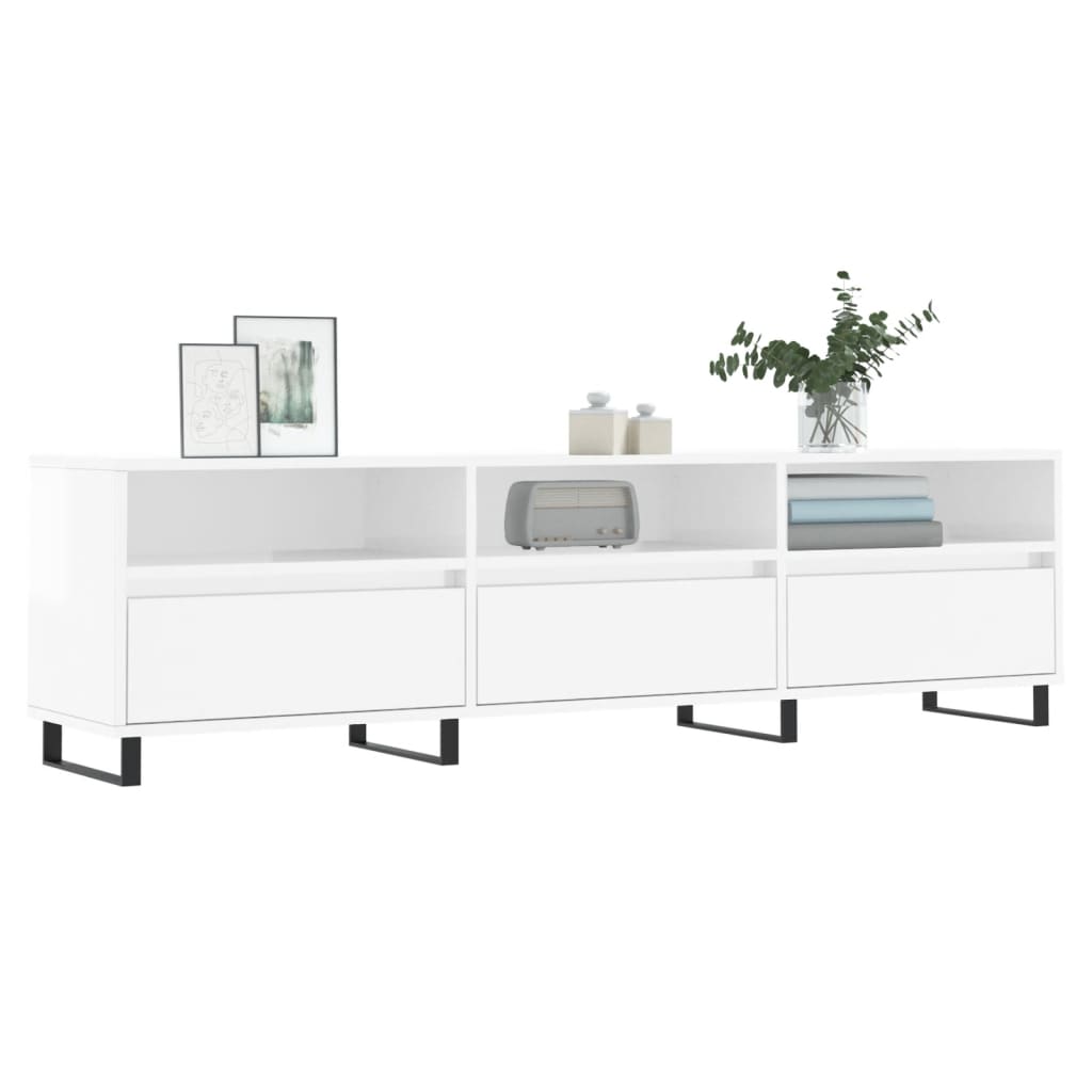 vidaXL TV-Schrank Hochglanz-Weiß 150x30x44,5 cm Holzwerkstoff