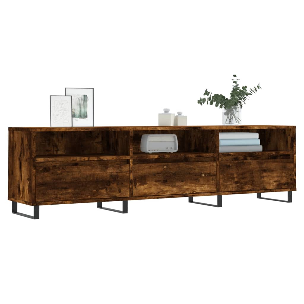 vidaXL Meuble TV chêne fumé 150x30x44,5 cm bois d'ingénierie